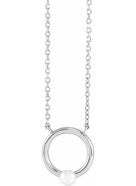 14K Rose Gold Cultured Seed Pearl Circle 16