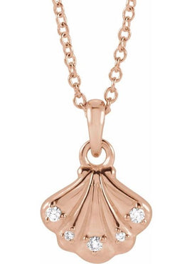 Sterling Silver .03 CTW Natural Diamond Seashell 16-18