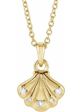 Sterling Silver .03 CTW Natural Diamond Seashell 16-18