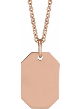 14K Yellow Gold Engravable Dog Tag 16-18