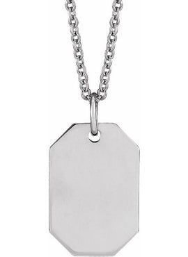 14K Yellow Gold Engravable Dog Tag 16-18