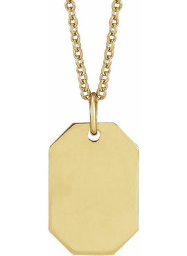 14K Yellow Gold Engravable Dog Tag 16-18