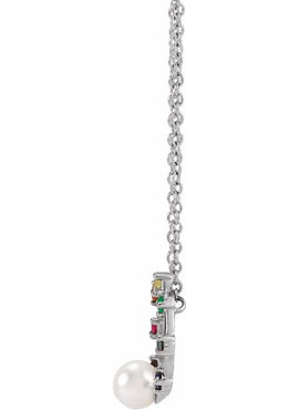 14K White Gold Akoya Cultured Pearl Hold You Forever® Rainbow Baby 18