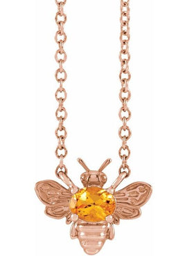 14K Yellow Gold Natural White Sapphire Bee 16