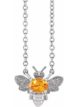 14K Yellow Gold Natural White Sapphire Bee 16