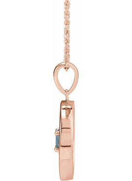 14K Rose Gold Natural Aquamarine & 1/4 CTW Natural Diamond Disc Pendant