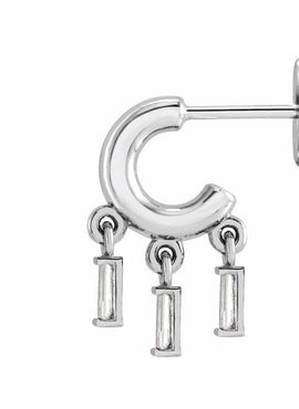 Sterling Silver 1/5 CTW Natural Diamond Fringe Hoop Earrings