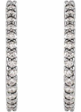 14K White Gold 1/4 CTW Natural Diamond 10.32 mm Hoop Earrings