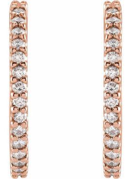 14K White Gold 1/4 CTW Natural Diamond 10.32 mm Hoop Earrings