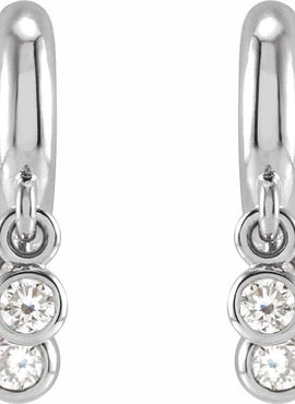 Sterling Silver 1/5 CTW Natural Diamond Fringe Hoop Earrings