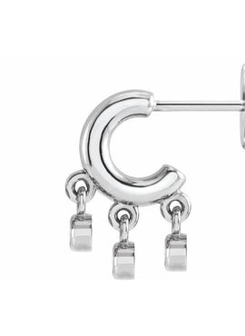 Sterling Silver 1/5 CTW Natural Diamond Fringe Hoop Earrings