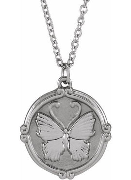 14K Yellow Gold Butterfly Medallion 16-18