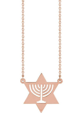 14K White Gold Menorah Star 16