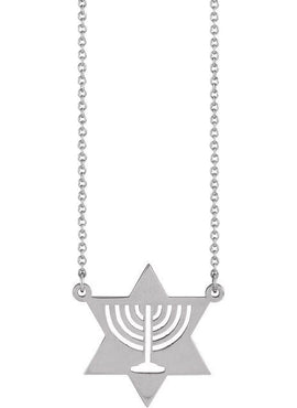 14K White Gold Menorah Star 16