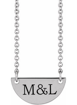 14K White Gold Engravable Half Moon 16-18