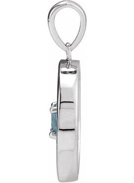 14K Rose Gold Natural Aquamarine & 1/4 CTW Natural Diamond Disc Pendant