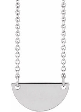 14K White Gold Engravable Half Moon 16-18