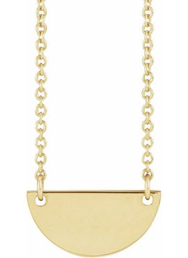 14K White Gold Engravable Half Moon 16-18
