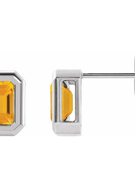 14K White Gold Natural Black Onyx Solitaire Earrings