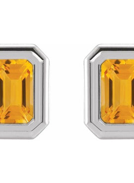 14K White Gold Natural Black Onyx Solitaire Earrings
