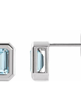 14K White Gold Natural Black Onyx Solitaire Earrings