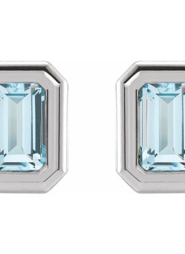 14K White Gold Natural Black Onyx Solitaire Earrings