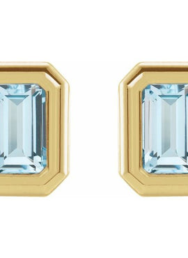14K White Gold Natural Black Onyx Solitaire Earrings