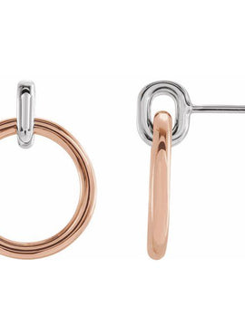 14K White Gold Circle Dangle Earrings