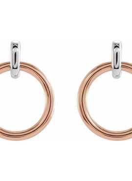 14K White Gold Circle Dangle Earrings