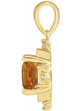 14K Yellow Gold Natural Rhodolite Garnet & 1/5 CTW Natural Diamond Geometric 16-18