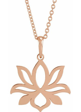 14K White Gold Petite Lotus 16-18