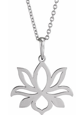 14K White Gold Petite Lotus 16-18