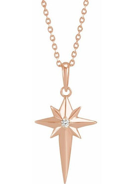 Platinum .03 CT Natural Diamond Star Cross Pendant