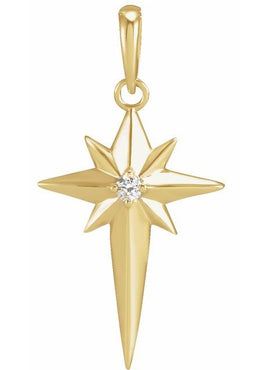 Platinum .03 CT Natural Diamond Star Cross Pendant