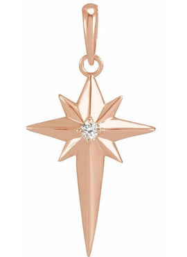 Platinum .03 CT Natural Diamond Star Cross Pendant
