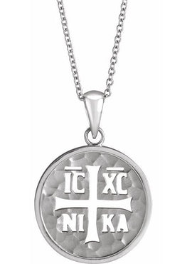 Platinum Orthodox IC XC NIKA Medallion Pendant