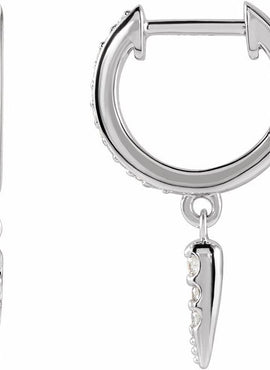 14K Yellow Gold 1/5 CTW Natural Diamond Hinged Hoop Spike Earrings