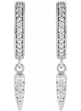 14K Yellow Gold 1/5 CTW Natural Diamond Hinged Hoop Spike Earrings