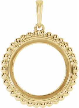 14K Rose Gold Coin Frame Pendant Mounting for 13 mm Coin