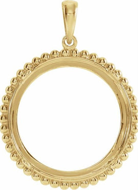 14K Rose Gold Coin Frame Pendant Mounting for 13 mm Coin