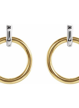14K White Gold Circle Dangle Earrings