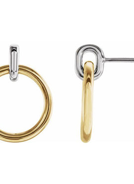 14K White Gold Circle Dangle Earrings