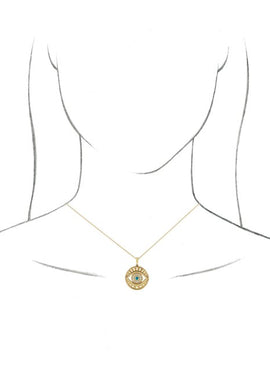 14K Rose Gold Natural Ethiopian Opal & 1/6 CTW Natural Diamond Evil Eye Pendant