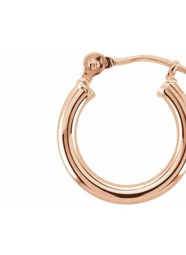 14K Rose Gold Tube 13 mm Hoop Earrings