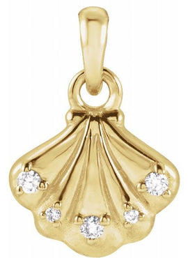 Sterling Silver .03 CTW Natural Diamond Seashell 16-18