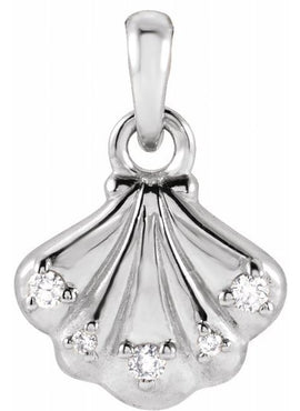 Sterling Silver .03 CTW Natural Diamond Seashell 16-18