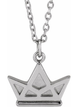 14K White Gold Tiny Crown 16-18
