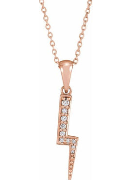 14K Rose Gold .08 CTW Natural Diamond Lightning Bolt 16-18