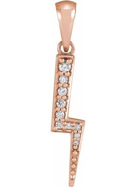 14K Rose Gold .08 CTW Natural Diamond Lightning Bolt 16-18