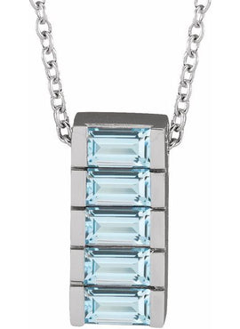 14K Rose Gold Natural Sky Blue Topaz Channel-Set Bar Pendant